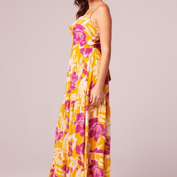 [NWT] Free People B.O.G Collective GOLD FLORAL COWL NECK MAXI SUMMER DRESS - Picture 5 of 11